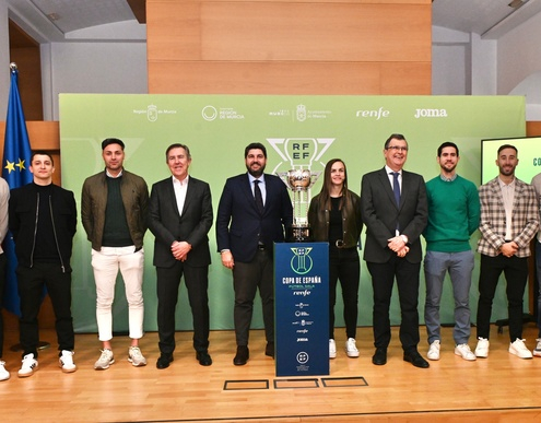 López Miras, durante el sorteo de la Copa de Fútbol Española