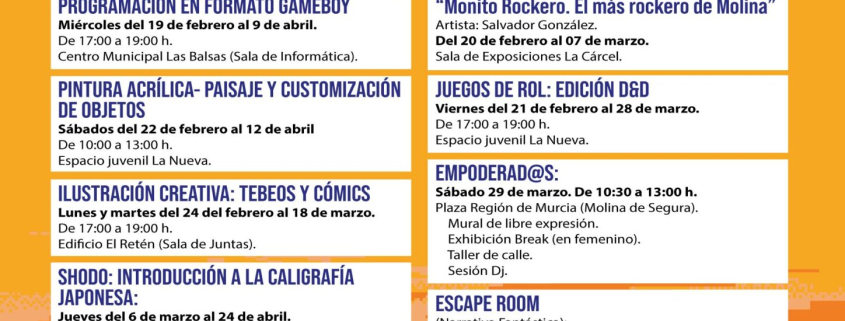 Juventud Molina Programación actividades y cursos formativos 'MOOD JOVEN' febrero abril 2025 CARTEL