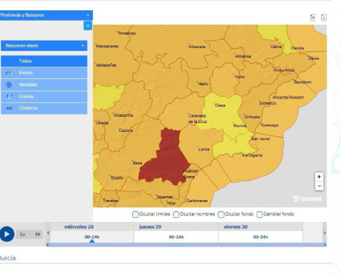 El Ayuntamiento de Lorca recuerda a los ciudadanos que sigan las recomendaciones ante la alerta naranja por viento decretada por la Aemet