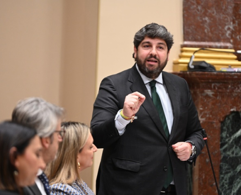 El presidente de la Comunidad, Fernando López Miras, compareció hoy en el pleno de la Asamblea Regional