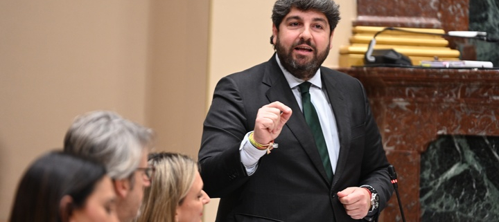 El presidente de la Comunidad, Fernando López Miras, compareció hoy en el pleno de la Asamblea Regional