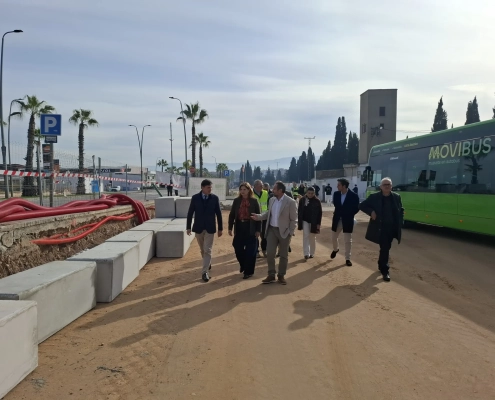 Avanza la obra para instalar diez puntos de carga para la nueva flota de autobuses eléctricos en Alcantarilla