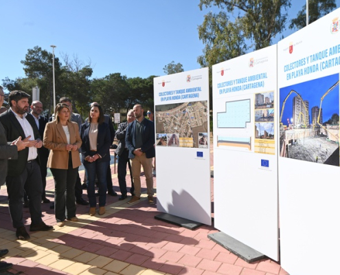 López Miras inaugura el embalse de lluvias de Playa Honda, en Cartagena