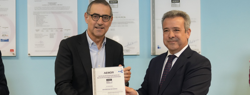 La UMU renueva la certificación ISO 20000 y se mantiene como la única universidad certificada en España por AENOR