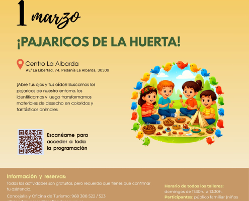 Centro La Albarda Molina Actividad 'Pajaricos de la huerta' Día 1 CARTEL
