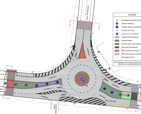 Vía Pública Molina Nueva glorieta en intersección avenidas del Montañal y del Golf en Altorreal PLANO
