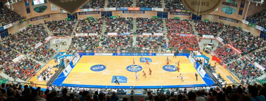 Partido UCAM Murcia CB vs Unicaja en el Palacio de Los Deportes de Murcia.