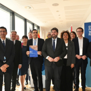 El presidente de la Comunidad, Fernando López Miras, durante la presentación de la Alianza de Regiones Europeas para la Resiliencia y la Preparación del Agua...