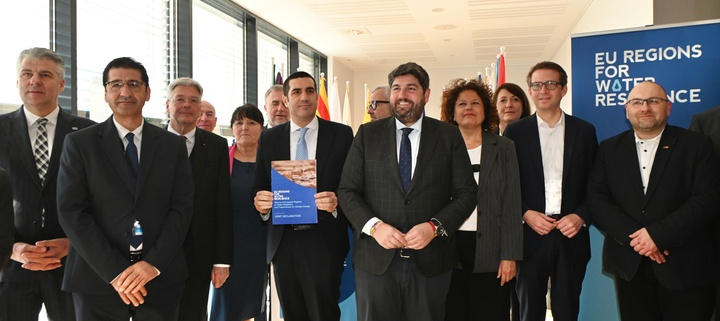 El presidente de la Comunidad, Fernando López Miras, durante la presentación de la Alianza de Regiones Europeas para la Resiliencia y la Preparación del Agua...