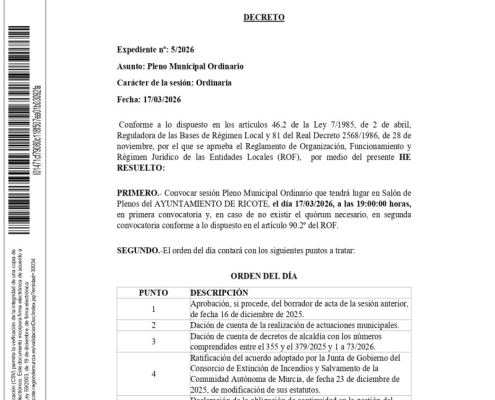 DECRETO DE CONVOCATORIA A LA SESIÓN PLENARIA ORDINARIA DE MARZO DE 2026_página-0001