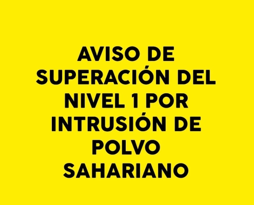 Aviso de superación del nivel preventivo 1 por intrusión de polvo sahariano ayer