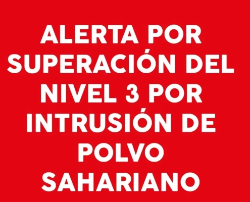 Aviso de superación del nivel de alerta 3 por intrusión de polvo sahariano ayer