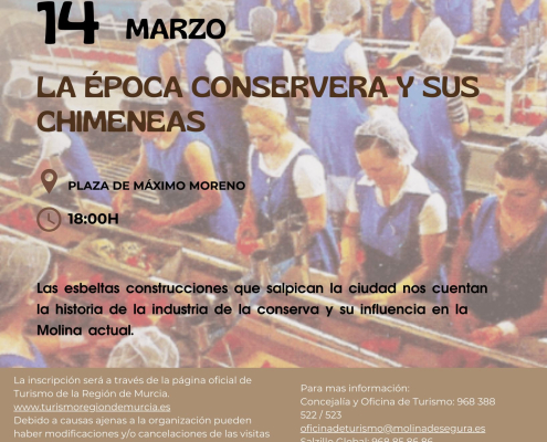 Turismo Visita guiada gratuita 'LA ÉPOCA CONSERVERA Y SUS CHIMENEAS' Día 14 CARTEL