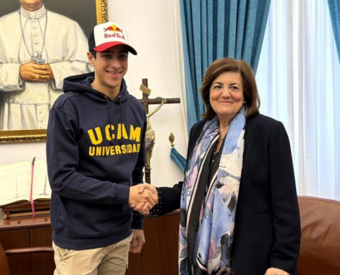 Gil Membrado, con María Dolores García, presidenta de la UCAM