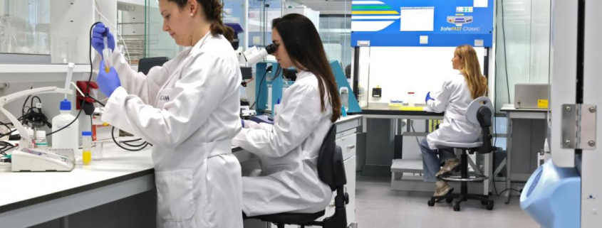 Investigadores de la UCAM en uno de los laboratorios de la institución