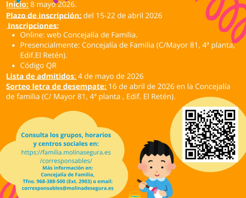 Familia Molina Servicio ‘Corresponsables hasta 16’ Plazo inscripción CARTEL